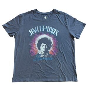 Authentic Jimi Hendrix Experience Graphic T-Shirt Gray Womens Large Band Tee